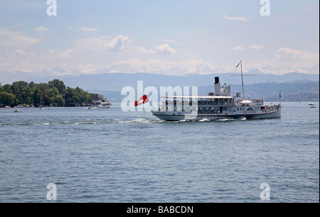 Excursion ship on Lake Zurich, Zurich, Switzerland Stock Photo