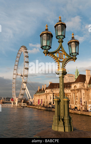 London Eye on the South Bank beside the river Thames, London England UK Stock Photo