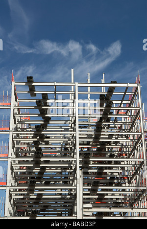 Steel frame of a new high-rise building part of the new university campus, Ipswich, Suffolk, UK. Stock Photo