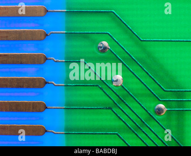 Colourful close-up detail of a computer circuit board Stock Photo