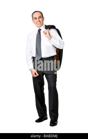 Smiling business man in suit isolated on white background Stock Photo