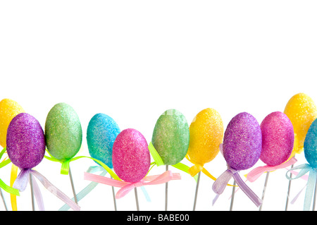 Cute Easter toy eggs isolated on white background Stock Photo