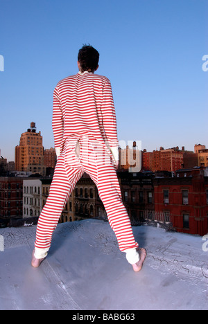 A man in a striped pyjamas New York USA Stock Photo