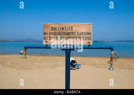 Sign at Nea Hora beach in city of Hania Crete Greece Europe Stock Photo