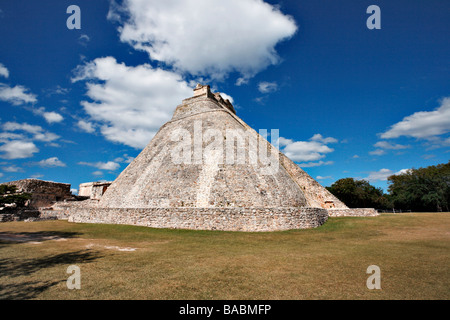 Anicent mayan pyramid (Pyramid of the Magician - Adivino) in Uxmal Mérida Yucatán Mexico Stock Photo