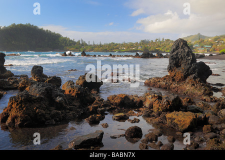 Morning at Hana Bay on the northeast coast of Maui, Hawaii, in the town of Hana Stock Photo