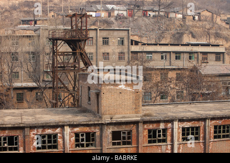 A worked out abandoned coal mine in Tongshaun, Northern China Stock Photo