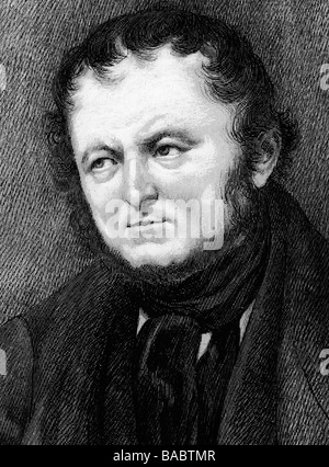 Stendhal (Marie-Henri Beyle), 23.1.1783 - 23.3.1842, French author / writer, portrait, after original drawing on scaled paper, Stock Photo