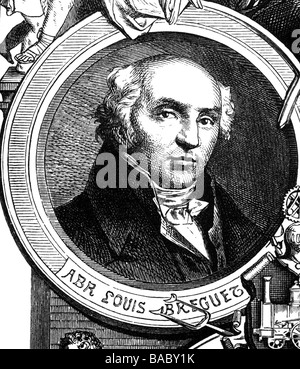 Breguet, Abraham Louis, 10.1.1747 - 17.9.1823, French tradesman (watchmaker), portrait, wood engraving, circa 1810, Stock Photo