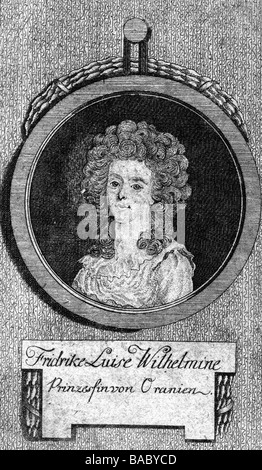 Frederica Louise Wilhelmine, 28.11.1770 - 15.10.1819, heiress to the throne of Brunswick, Princess of Nassau-Orange, contemporaneous copper engraving, 18th century, Artist's Copyright has not to be cleared Stock Photo