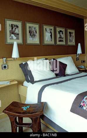 France, French Polynesia, Tia Moana Yacht, Interior of a bedroom Stock Photo