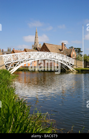 The Chinese Bridge and Church at Godmanchester, Huntingdon, Cambridgeshire, England Stock Photo