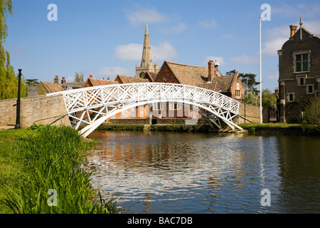 The Chinese Bridge and Church at Godmanchester, Huntingdon, Cambridgeshire, England Stock Photo