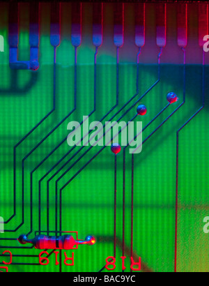 Circuit board with microprocessors path Stock Photo - Alamy