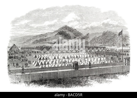 camp of confederate prisoners at elmira New York Union Army war prison 1865 Stock Photo