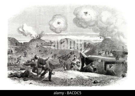 the war in america interior of fort fisher near wilmington during the second bombardment 1865 Stock Photo