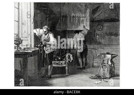 louis xvi and the locksmith by joseph caraud King of France painter artist workshop trade work metalwork Stock Photo