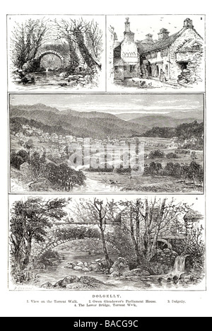 dolgelly Dolgellau torrent walk owen glendower s parliament house lower bridge Wales Merionethshire Stock Photo