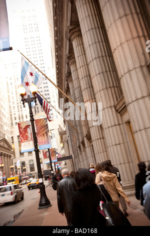 People walking towards the Chicago Board of Trade Building Chicago Illinois Stock Photo