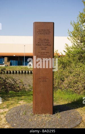 Berlin Wall victim memorial, for Chris Gueffroy, Berlin, Germany Stock Photo