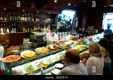 People eating in a Tapas bar Stock Photo