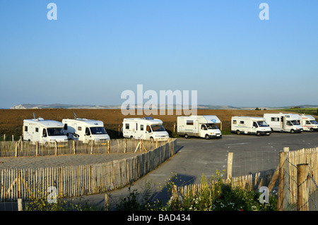 Camper vans at Cap Gris Nez between Boulogne and Calais France Stock Photo
