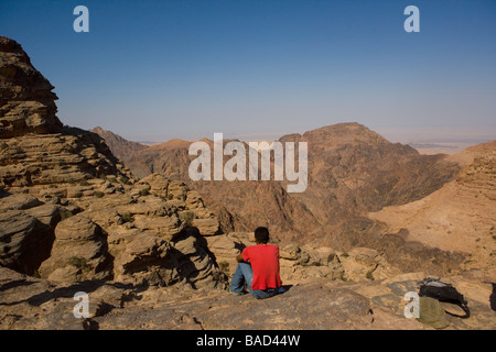 Mountain trail above the desert, Beidha (10 km. North of Petra) Archaeological Reserve Jordan Stock Photo