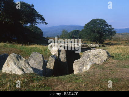 Capel Garmon Burial Chamber with Moel Siabod in distance Conwy County North Wales UK Stock Photo