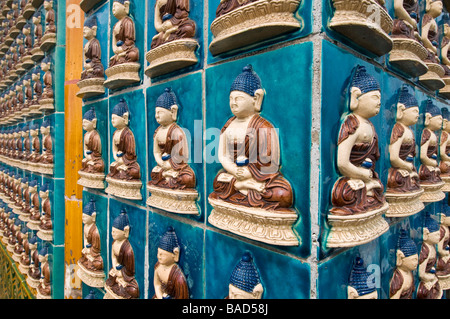 Tile Buddhas at the White Pagoda Baihai Park Beijing China Stock Photo