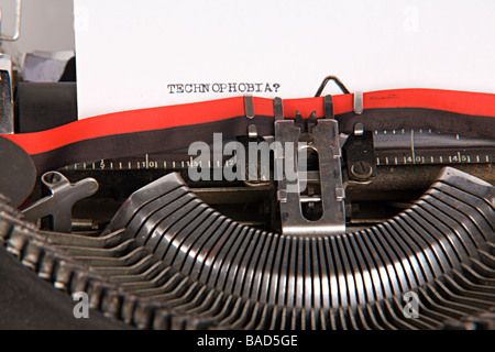 'Technophobia' written on 1940's typewriter Stock Photo