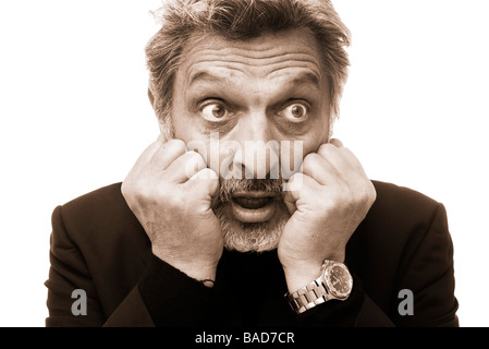 mature man looking shocked Stock Photo