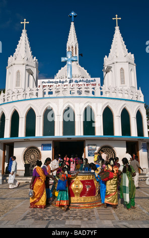 Our Lady's Tank at the Shrine Basilica Velankanni Tamil Nadu India Stock Photo