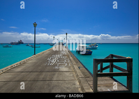 Oistins bay fishing pier, South Coast of Barbados, Christ Church parish Stock Photo