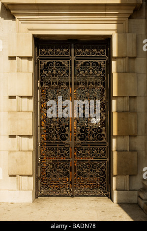 Ornate iron entrance door doorway to Leeds Civic Hall Millennium Square West Yorkshire England UK United Kingdom GB Great Britain Stock Photo