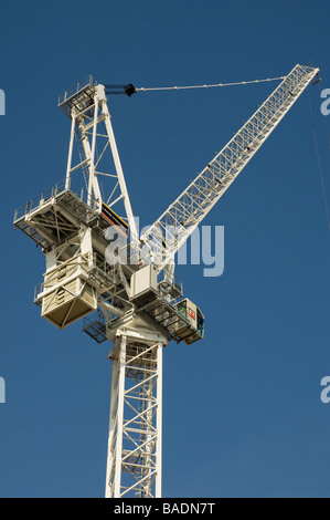 Large crane contrasting with blue sky Leeds West Yorkshire England UK United Kingdom GB Great Britain Stock Photo