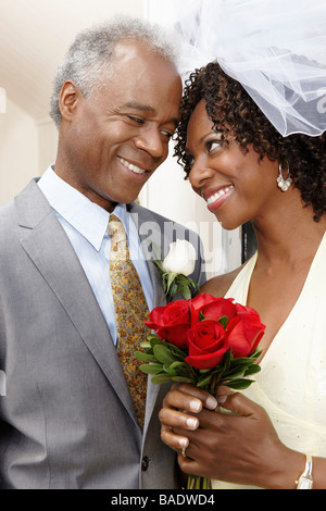 Portrait of Bride and Groom, Niagara Falls, Ontario, Canada Stock Photo