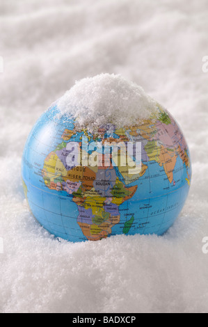 Snow-Covered Globe Stock Photo