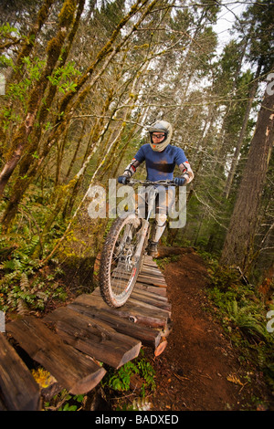 Mountain Biker, Blackrock Mountain Bike Park, Near Salem, Oregon, USA Stock Photo