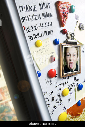 Close-Up of Fridge Door Stock Photo