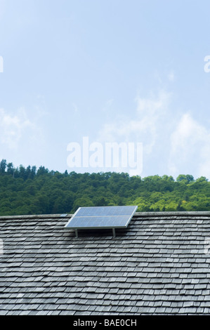 Solar Panel on Roof, Salzburger Land, Austria Stock Photo