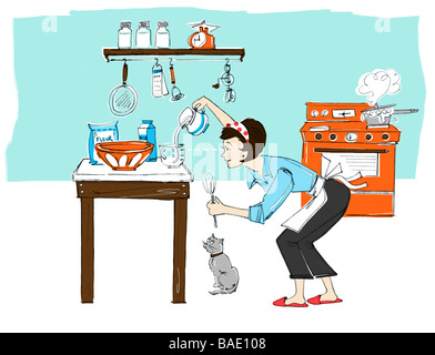 Illustration of Woman Baking Stock Photo