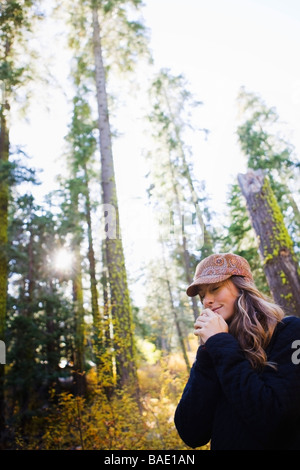 Portrait of Woman in Forest Stock Photo