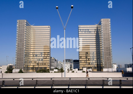 France, Paris, banks of the Seine river classified as World Heritage by UNESCO, National Library of France by architect Stock Photo