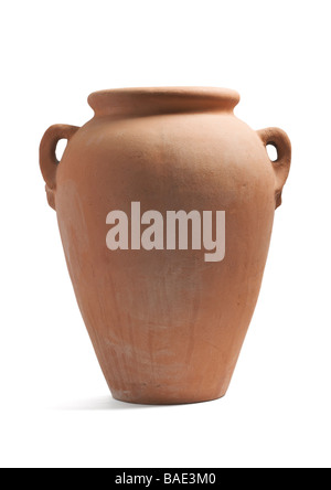 Terracotta urn on white background Stock Photo