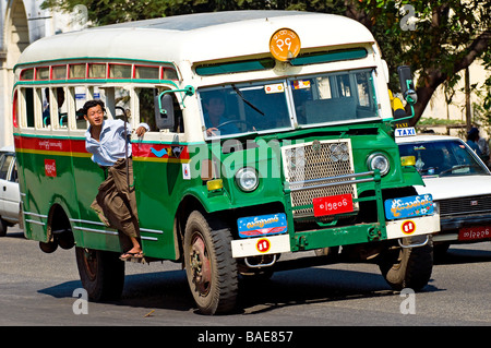 Myanmar (Burma), Yangon Division, Yangon, Strand Avenue, a Chevelet (wooden bus) dating from the 2nd World War Stock Photo