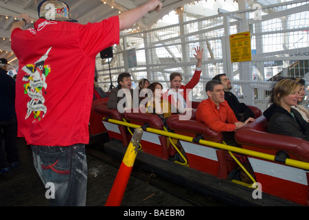 Opening day of the Cyclone roller coaster in Coney Island in New York Stock Photo