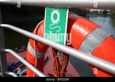 Lifebuoy on River Thames cruise boat 2009 Stock Photo