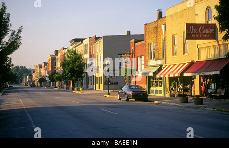 Downtown Hannibal, Missouri home of the writer and humorist Samuel Clemens better known as Mark Twain Stock Photo