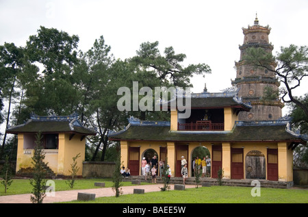 Religious buildings within the grounds of the Thien Mu Pagoda in Hue Vietnam Stock Photo