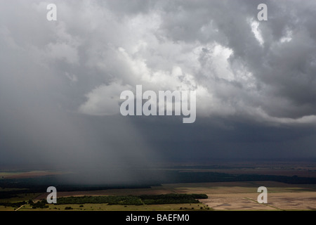 aerial view above thunderstorm shower western Texas Stock Photo